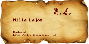 Milla Lajos névjegykártya